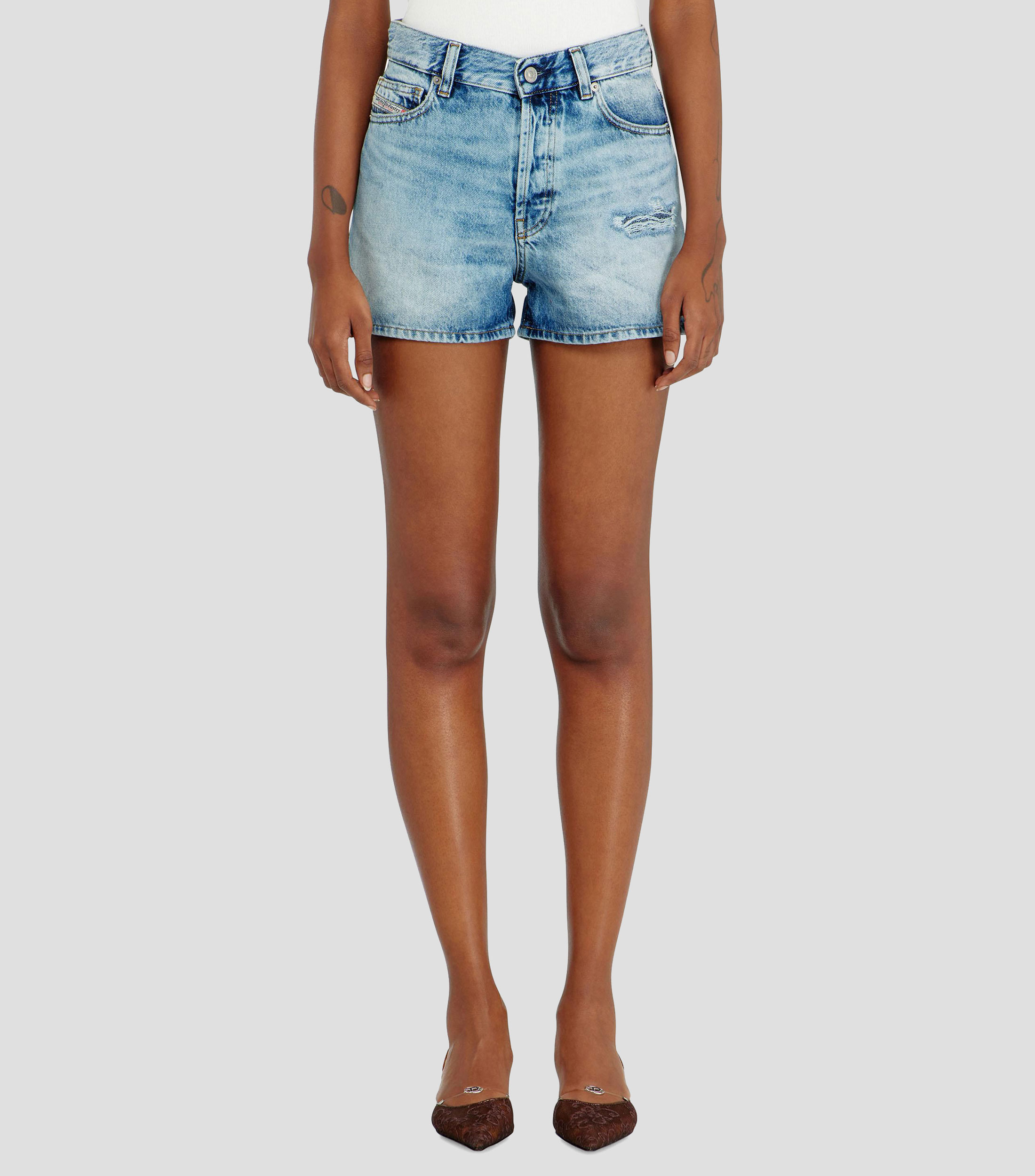 Shorts de mezclilla deslavado Mujer